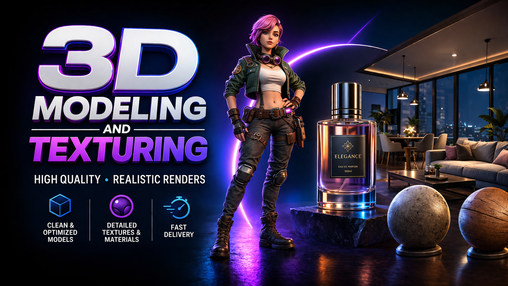 3D Modeling and Texturing for Products Characters and Environments